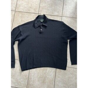 VTG J. Crew Sweater Mens XL Tall Henley Merino Wool Oarsmen Collared Longsleeve
